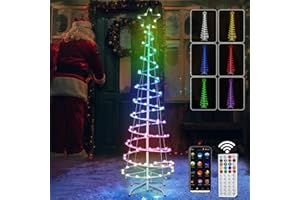 Vigdur 6FT Spiral Christmas Tree - LED Christmas Tree Lights Plug in with Remote, Timer, App Control Color Changing Outdoor X