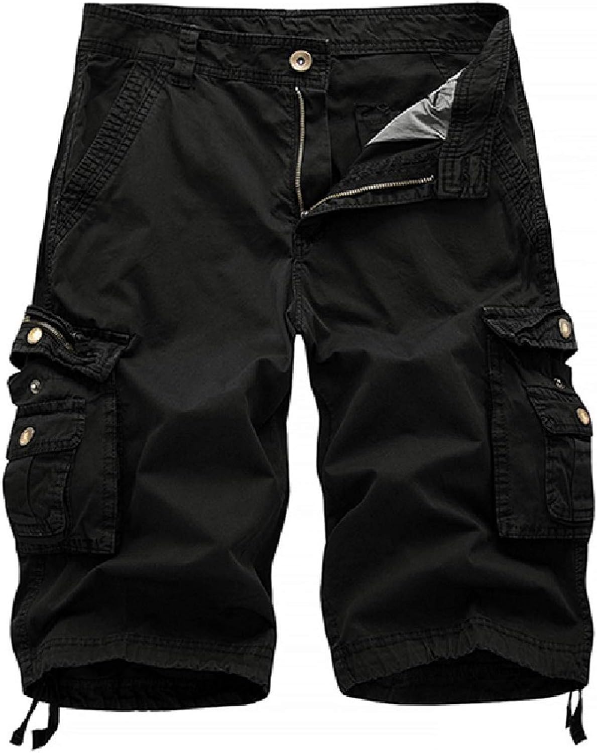 ZLOLIA Men's Belted Messenger Cargo Short, Men's Straight Fit Stretch Flat, Men's Side Elastic Utility Short Front Short | 