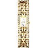 Avaner Women's Gold Bracelet Watches: Ladies Rhinestones Square Stainless Steel Strap Quartz Elegant Wrist Watches