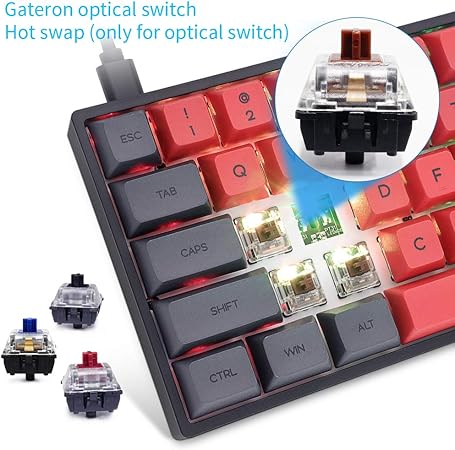 Amazon Com 60 Mechanical Keyboard Rgb Led Backlit Wired Gaming Keyboard Ergonomic For Pc Mac Gamer Typist Gateron Switches Pbt Caps Computers Accessories