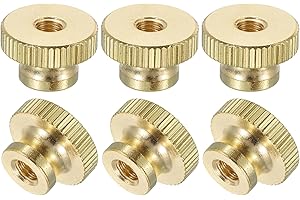 uxcell Knurled Thumb Nuts, 6Pcs M5 x D16mm x H10mm Brass High Head Through Hole with Collar High Head Through Hole Round Knobs Fasteners for 3D Printer Parts, Machine Tools