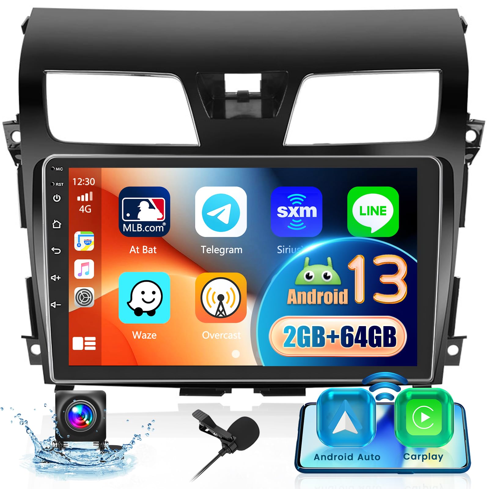 Photo 1 of [2+64GB] Inefala for Nissan Altima 2013-2018 Android 15 Car Radio Stereo with Wireless CarPlay Android Auto, 10.1 Inch HD Touchscreen with GPS WiFi Bluetooth FM/RDS SWC Canbus Backup Camera MIC