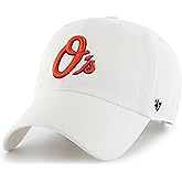 47 MLB White Team Color Primary Logo Clean Up Adjustable Strap Hat Cap, Adult One Size Fits All