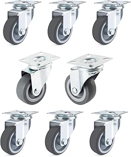Forever Speed Transportrollen Möbelrollen 50mm Lenkrollen Schwerlastrollen Apparaterollen lenkrollen für Möbel 40 kg Pro Rolle Polypropylen Stahlblech,Möbelrollen Klein Verzinkt Hellgrau (8 pcs)