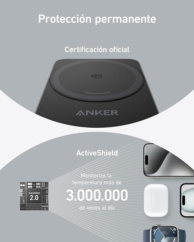 MagGo Wireless Charger iPhone 3 em 1 com MagSafe 15W, Magsafe Charger Qi2 Certified Charging Stand, iPhone 16/15/14/13 Series, AirPods, Apple Watch 9 (Plug Incluído)