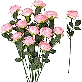 Ovveroche 32 Pcs Light Pink Artificial Flowers Bulk, 20" Silk Gradient Blush Pink Real Touch Roses for DIY Wedding Bridal Bouquets, Centerpieces, Home Decor