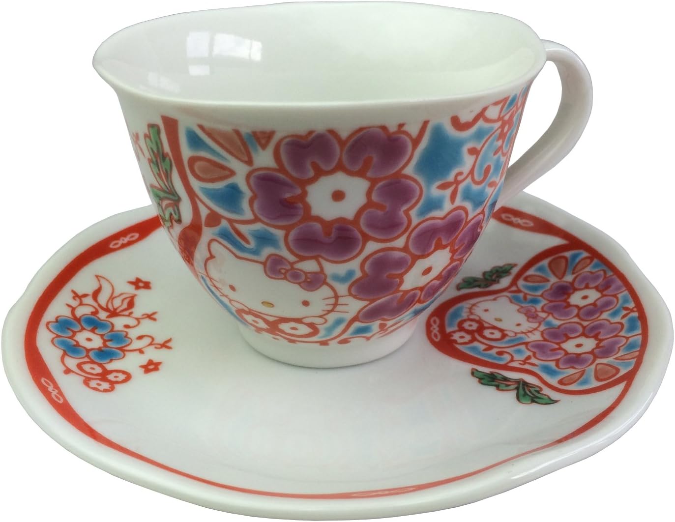 Maruzen Iwata Shoten HKC-red Cup & Saucer, Hello Kitty Red