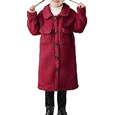 grehava Long Coat for Girls Fleece Jackets 4-7 Years Knee-Length Lightweight Coats