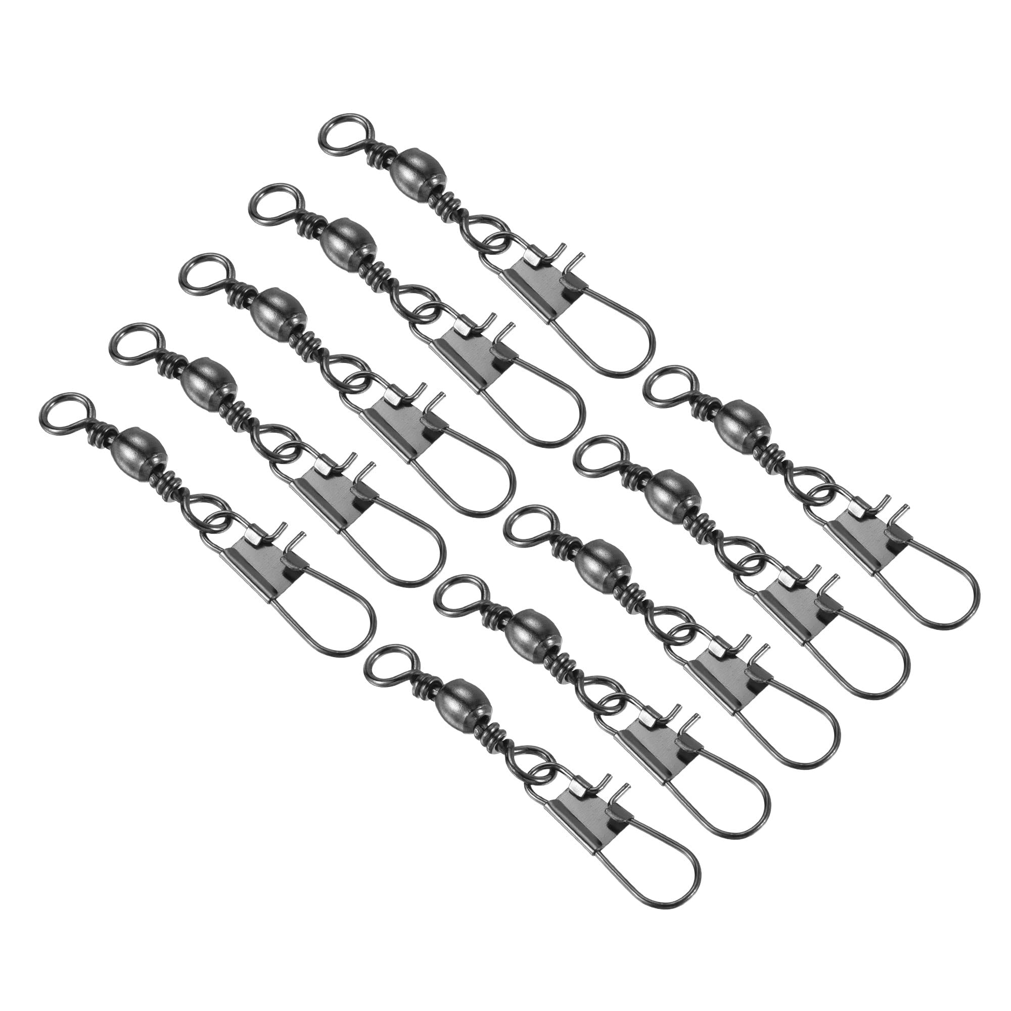 PATIKIL Fishing Barrel Swivel Snaps, 50Pcs 10kg Stainless Steel Solid Ring Terminal Tackle for Saltwater Freshwater Fishing, Black