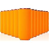 Slim Can Cooler Sleeves 12 Pack– Blank Foldable Neoprene 12oz Can Insulators – Skinny Beverage Coolers for Beer & Soda – Sublimation-Ready (Neon Orange)