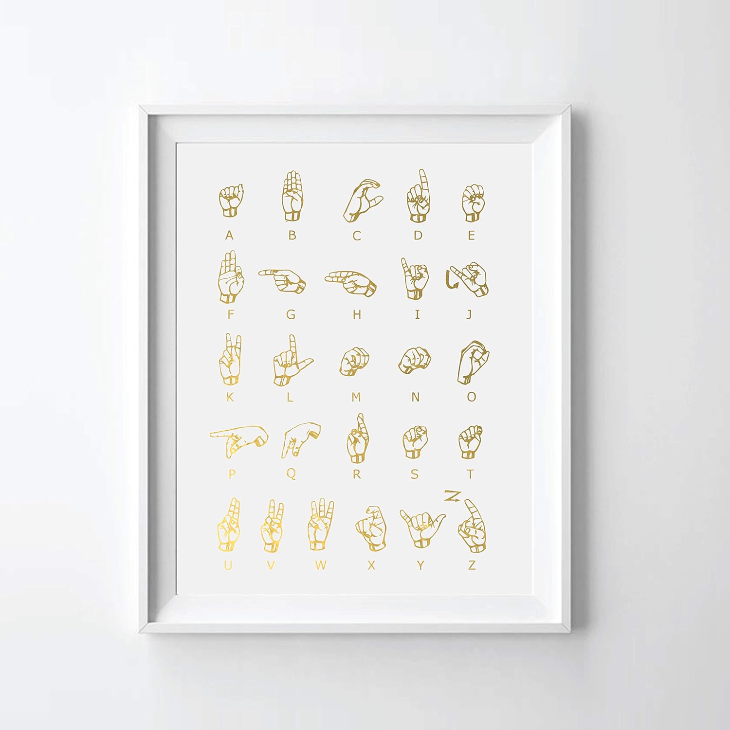 American Sign Language ASL Gold Foil Art Print ASL Gold