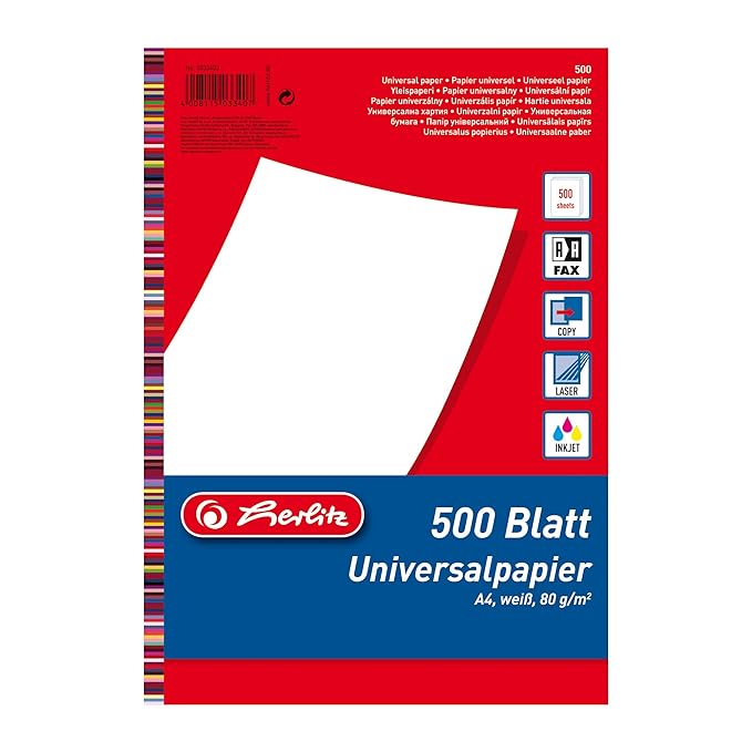 Herlitz 5033402 Universalpapier A4 80g, 500 Blatt weiss, holzfrei