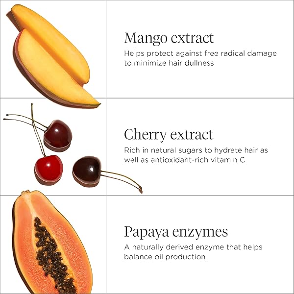 BRIOGEO SUPERFOODS MANGO + CHERRY BALANCING SHAMPOO, REPLENISH DULL, DRY HAIR AND BALANCE OIL FOR OILY HAIR, CONTROLS OIL AND NOURISHED ALL HAIR TYPES AND TEXTURES, VEGAN, CRUELTY-FREE, 12.5 FL OZ