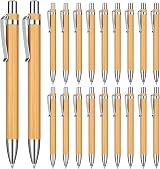 OSDUE Bamboo Ballpoint Pens 20 Pcs Retractable 1.0mm Black Ink Gift Set