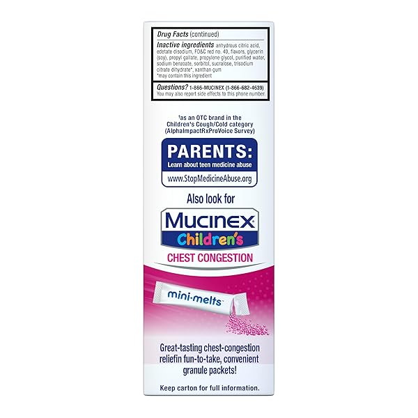 MUCINEX CHILDREN’S STUFFY NOSE & CHEST CONGESTION, MULTI-SYMPTOM RELIEF, EXPECTORANT, NASAL DECONGESTANT, VERY BERRY FLAVOR, 4 FL OZ