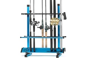 Savior Equipment Fishing Rod Rack Holder Organizer, 24-48 Slots to Hold Fresh Salt Water Spinning Rods & Reel Combo, Lightweight Aluminum Vertical Fish Pole Garage Storage Ground Display Stand