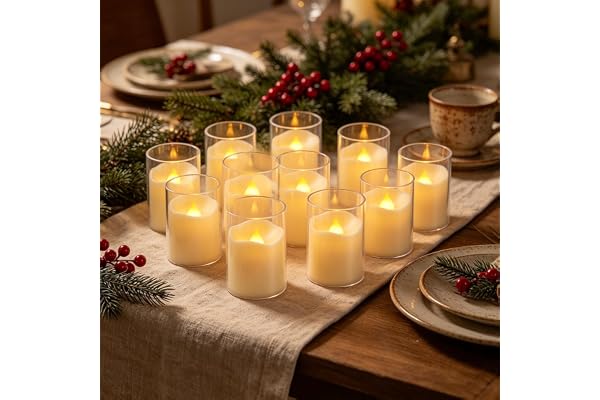 Flameless Tea Light Candles 24 Pack - Battery Operated LED Votive with Remote Control & Timer, Realistic 3D Flickering Flame