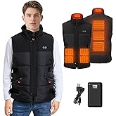 CHANGEOWN Mens Size Adjustable Heated Vest with 16000mAh Battery, 8 Heating Zones, Electric Heating Vest for Winter Outdoor