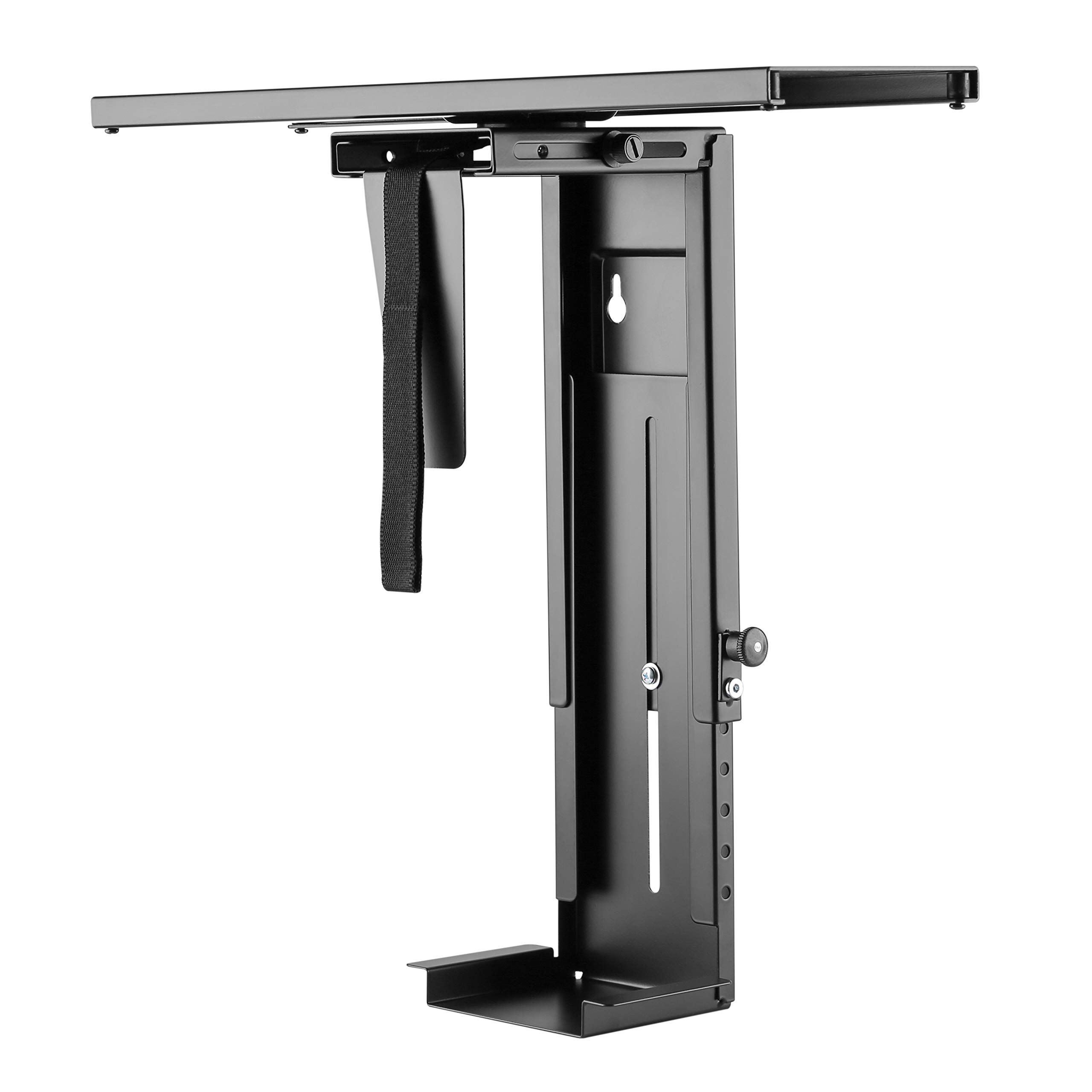 RICOO Under Desk Computer CPU Rack 360 Degrees TRH-05 Swivel Function Universal PC Server Case Mount Flexible Extendable Vertical Stand Black
