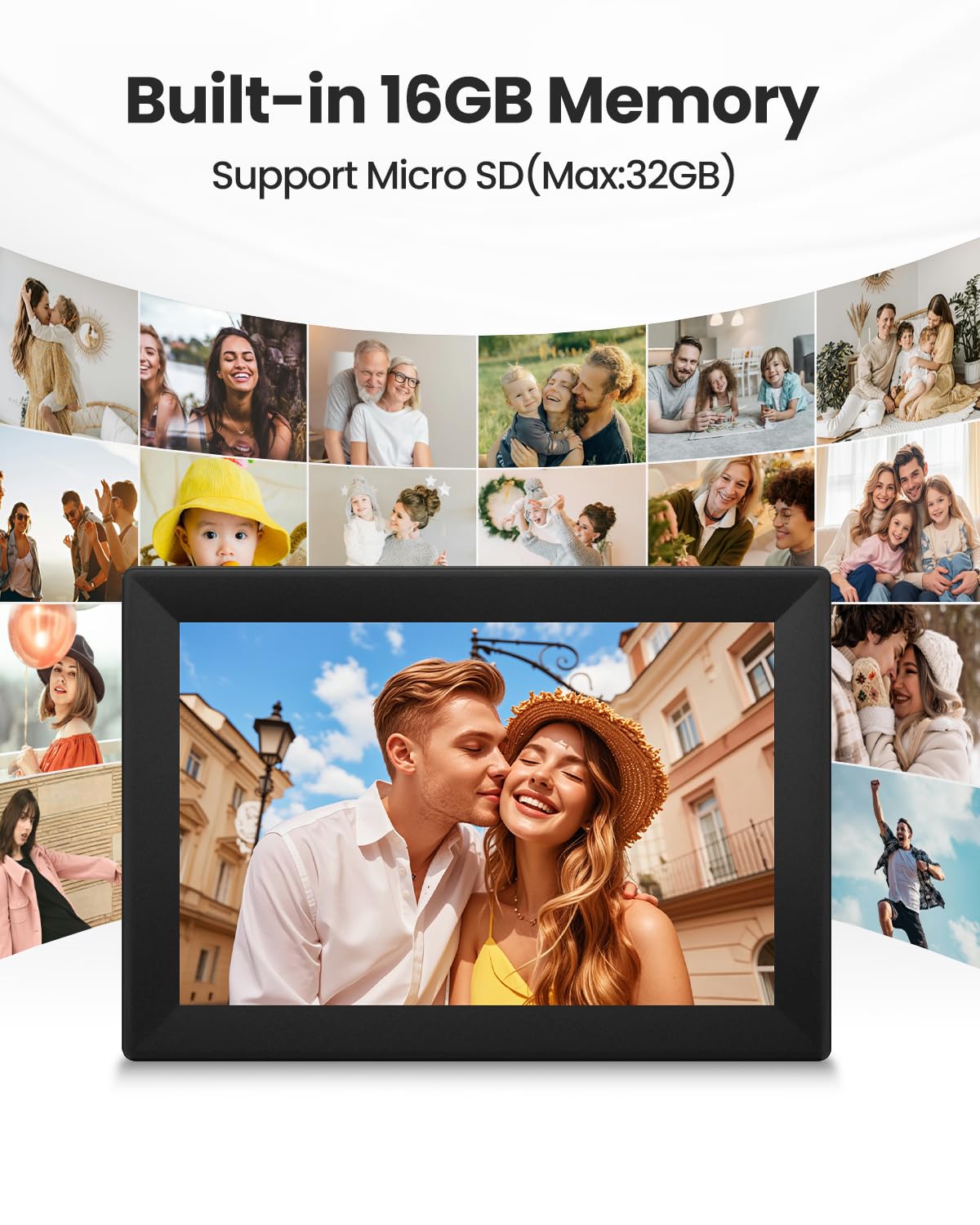 Uhale 10.1inch Digital Picture Frame WiFi Smart Touch Screen Digital Photo Frame 1280 * 800 IPS HD Display Screen Electronic Photo Frame 16GB Storage, Send Photos and Videos Instantly with Uhale