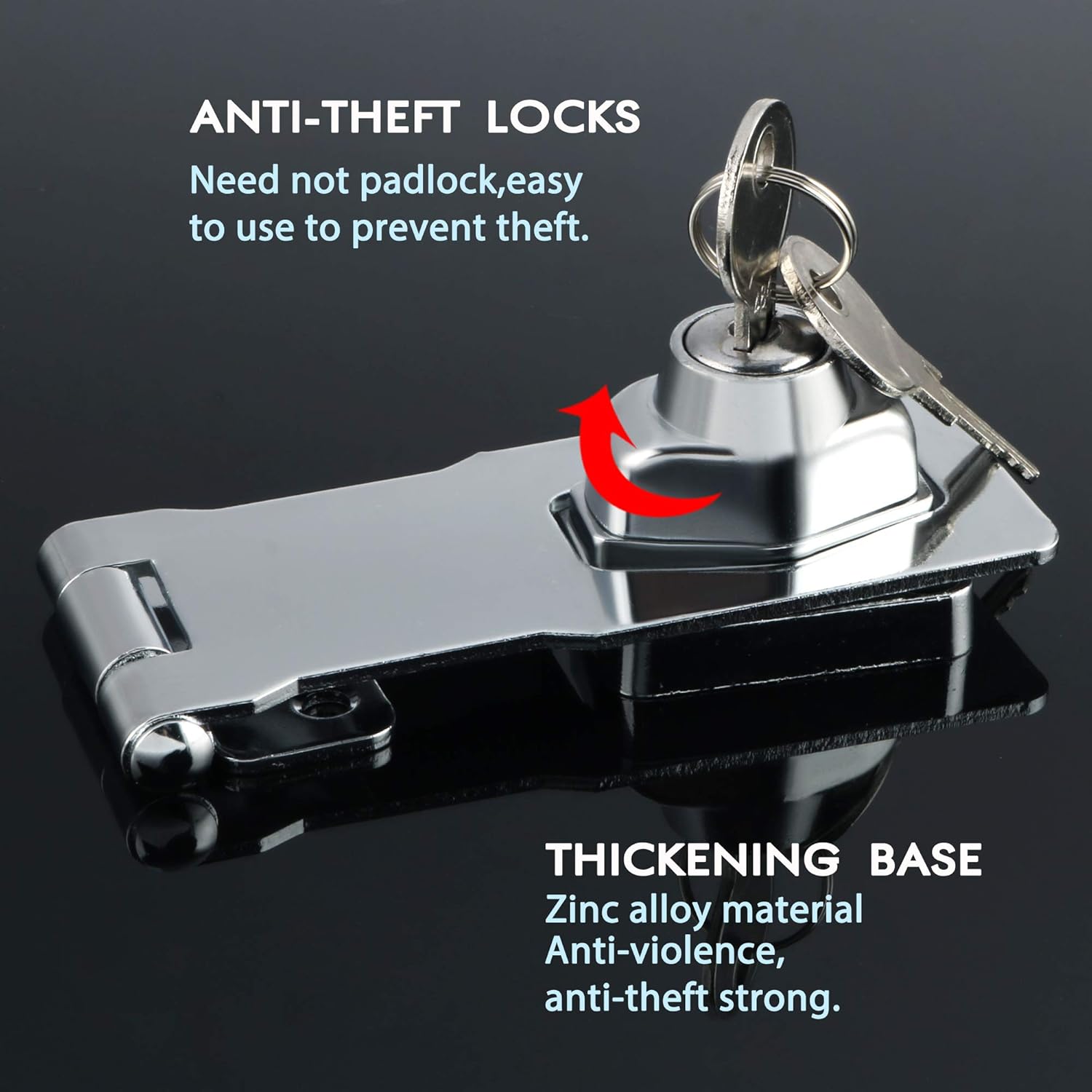 SAYAYO Shed Lock with 2 Keys, Keyed Hasp Door Lock Garden Gate Latch Bolt Security for Wooden Gates 4 Inches Chrome Finished - Image 4