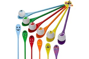 JOYIN Halloween Egg and Spoon Race Game Set; 6 Eyeballs and Spoons with Assorted Colors for Kids Adults Halloween Outdoor Fun Games, Party Favor Supplies, Classroom Activities