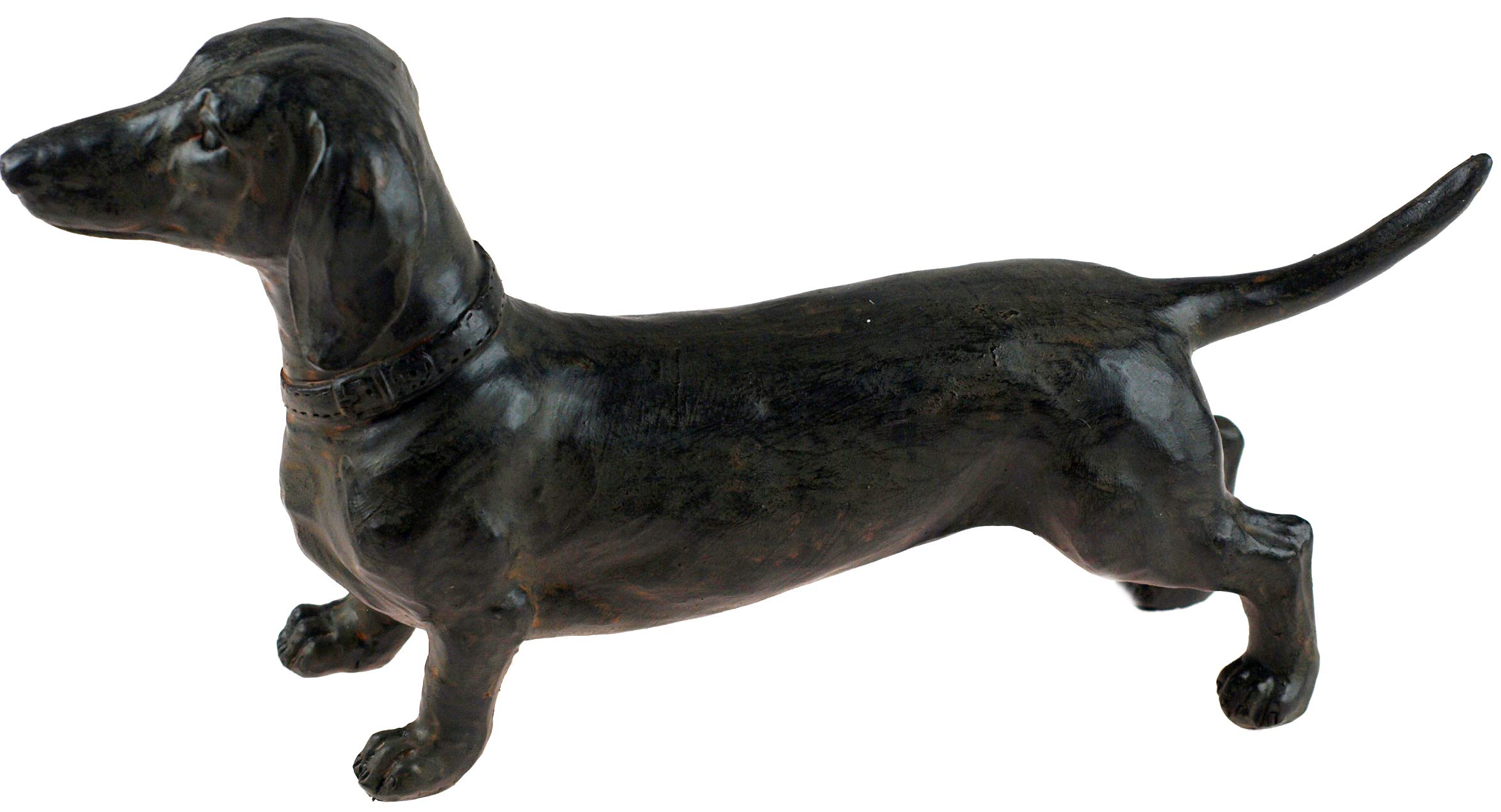 26cm Life Like Standing Dachshund Dog Figurine Ornament - Bronze Effect Colour