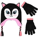 PEAK 2 PEAK Girls Knitted Animal Beanie Winter Hat & Glove Set – Warm Cold-Weather Accessories for Ages 4–9