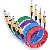 Augioth Guitar Cable 20 ft 4 Color Pack, Stage Electric Instrument Bass Cable AMP Cord 1/4 Straight to Straight