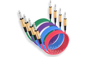 Augioth Guitar Cable 10 ft 4 Color Pack, Stage Electric Instrument Bass Cable AMP Cord 1/4 Straight to Straight