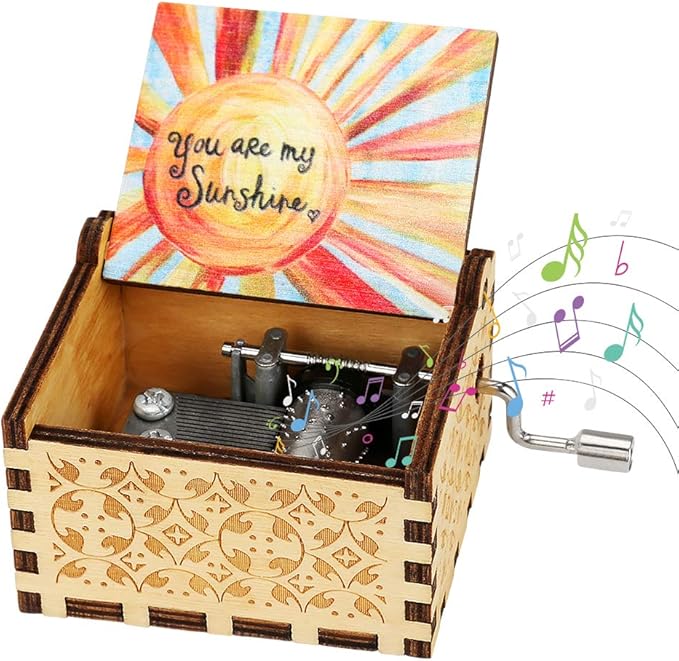 yideng Wooden Hand Crank Music Box, You Are My Sunshine Classical Music