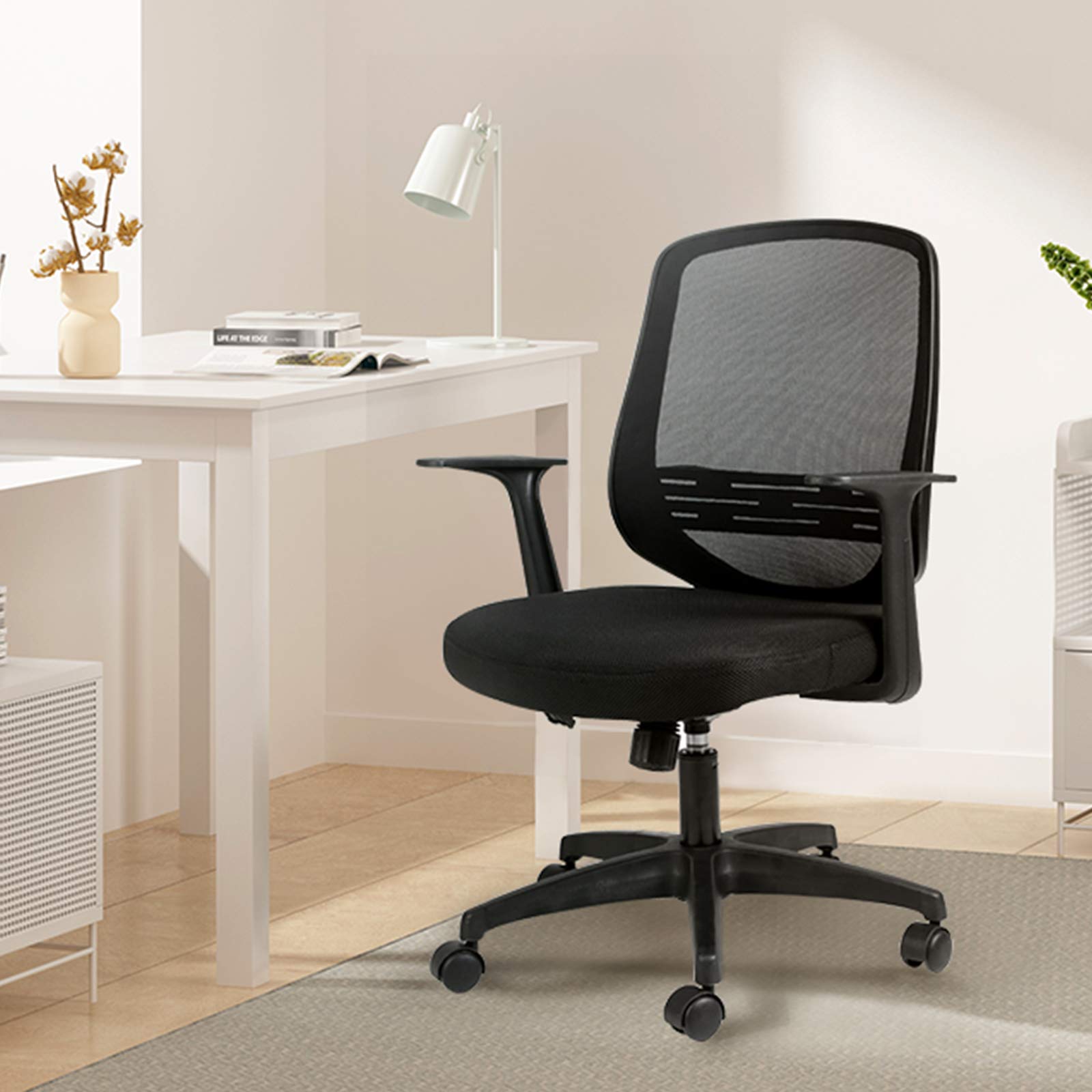 Hbada Home Desk Chair Mesh Office Chair with Arms and Adjustable Height, Grey