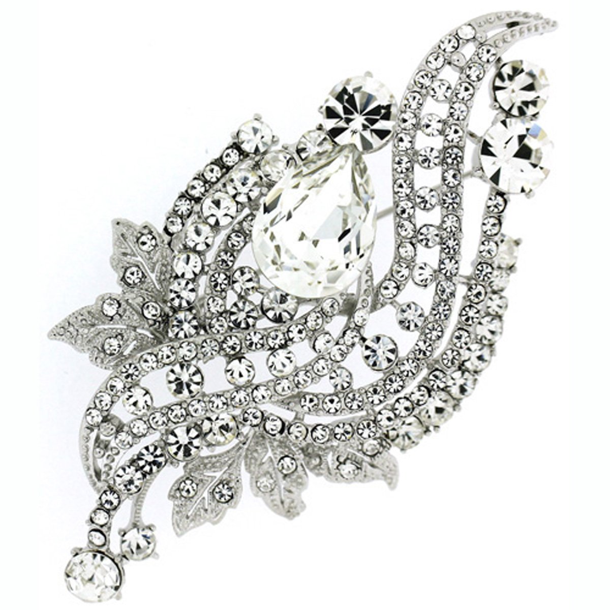 PYNK JEWELLERY Crystal and Silver Swirl Corsage Brooch