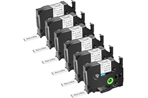 KCMYTONER 6 Pack Compatible for Brother Ptouch HSe-241 HS-241 AHS-241 17.7mm TZe White Heat Shrink Tube Label Tape for PT-E500 PT-E550W PT-D600 PT-P710BT P750W D800W, 3/4 inch x 4.9 feet