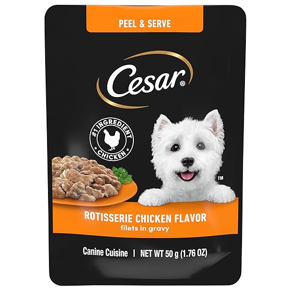 CESAR FILETS IN GRAVY WET DOG FOOD ROTISSERIE CHICKEN FLAVOR, 1.76 OZ. MINI-POUCH