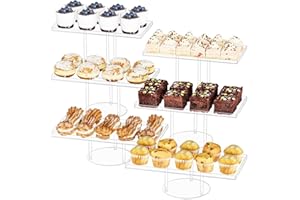 Neatsure 6 Tier Dessert Table Display Set, Clear Acrylic Cupcake Stand Buffet Risers for Pastry Cookie Cake, Tiered Food Display Tier Platter Serving Trays for Wedding Birthday Party Baby Shower