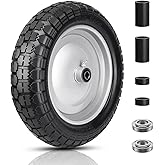 FEILOONG 4.80/4.00-8 Tire and Wheel, 14.5" Flat Free Wheelbarrow Tire, 5/8" 3/4" Bearings Universal Solid Replacement Tires, 3" -7" Centered Hub for Hand Truck, Garden Cart, Includes Spacer Kit