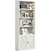 SiliBamb Bookshelf, 6-Tier Open Bookcase with Door, Storage Shelves, Display Storage Shelves, Floor Standing Unit, Home Decor