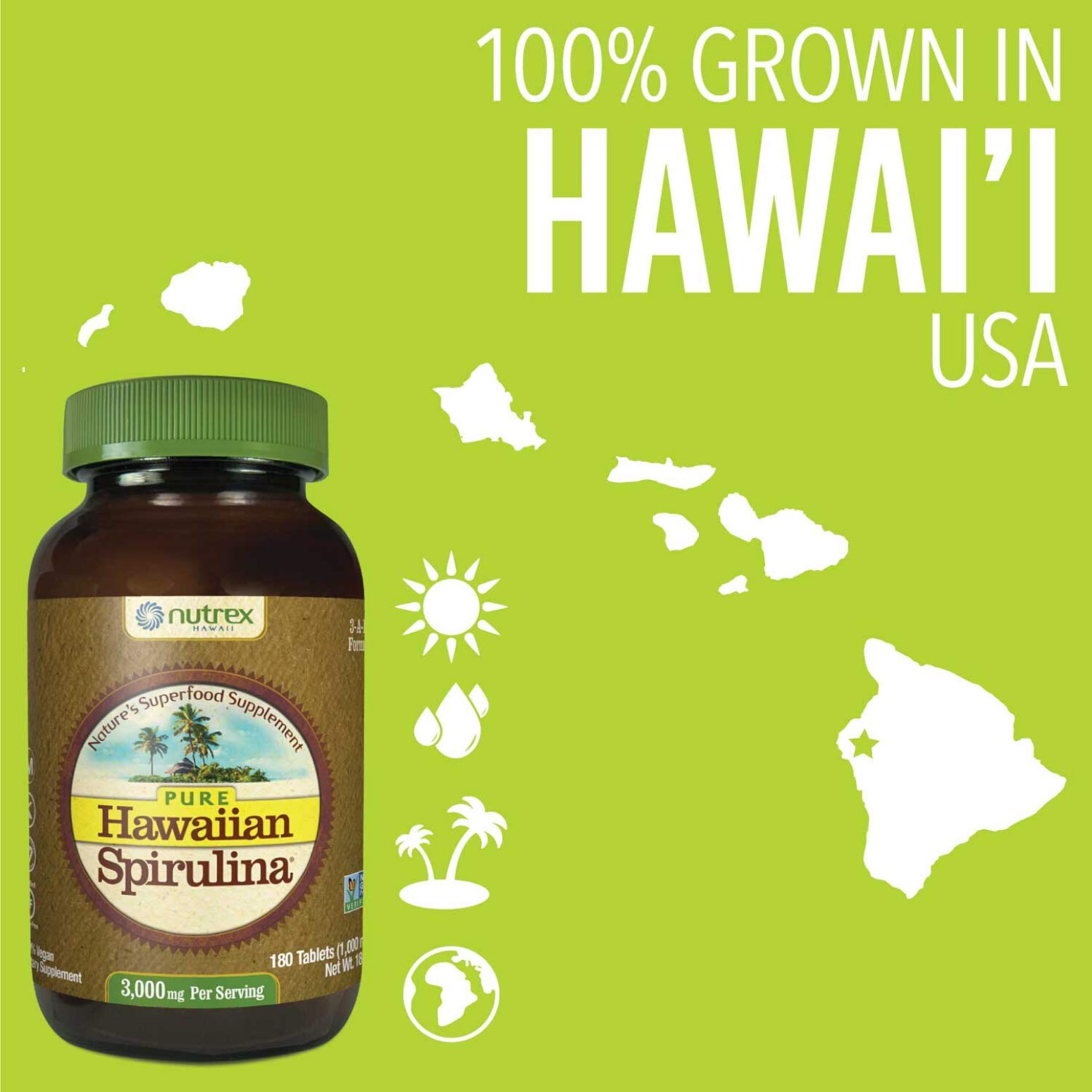 Nutrex Hawaii Hawaiian Spirulina Pacifica 1000 Mgs., 180Tablet Bottle