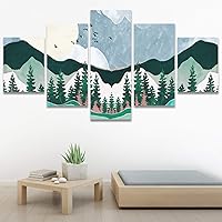 SIGNWIN 5 Panel Canvas Wall Art Modern Art Forest Multicolor Photography Relax/Calm Romantics Scenic for Home Decorations Ready to Hang - 60