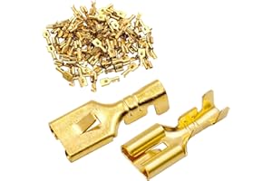 Baomain Female Spade Quick Splice Crimp Terminals 6.3mm Crimp Connector Non Insulated 100 Pcs