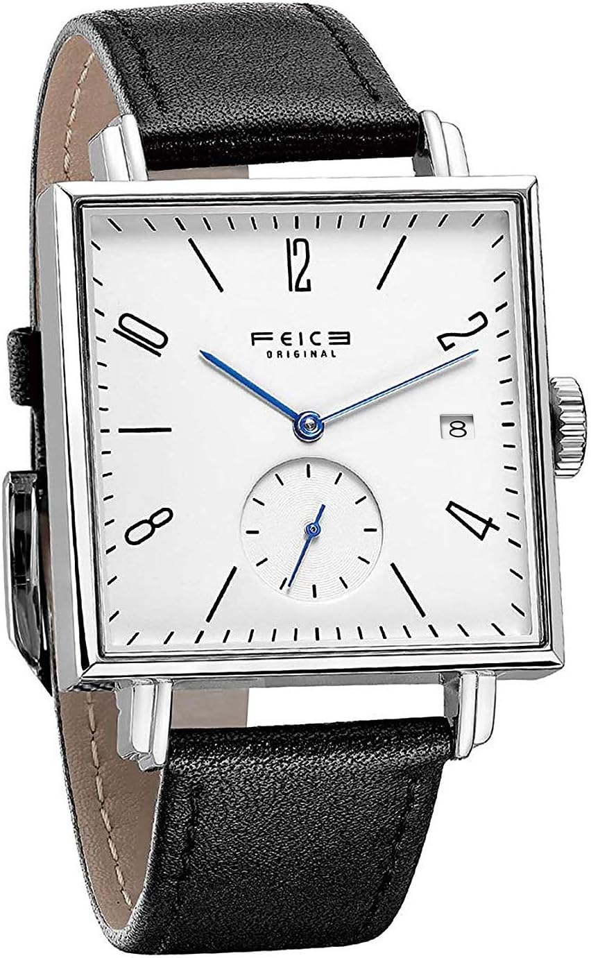 FEICE Unisex Square Watch Men's Bauhaus Automatic Watch Mechanical Watches Analog Wristwatch -Sapphire Mirror -34mm Case -FM301