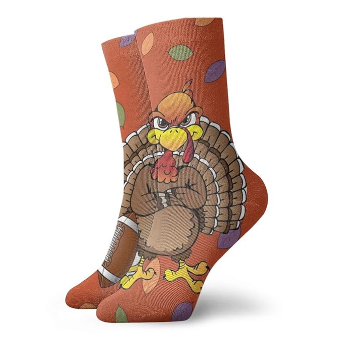 Turkey Day Thanksgiving Football Socks Men & Women Crew ...