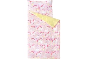 Bunnikins & Clover Toddler Nap Mat with Removable Pillow, Nap Mats for Preschool, Easy Clean Toddler Nap Pad for Kindergarten, Kids Sleeping Bag for Travel Camping