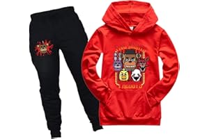 TECKI Youth Hoodie Outfit Five Nights at Freddy's Sweatshirt and Sweatpants Set Casual Sweatshirt 2 Piece for Kids