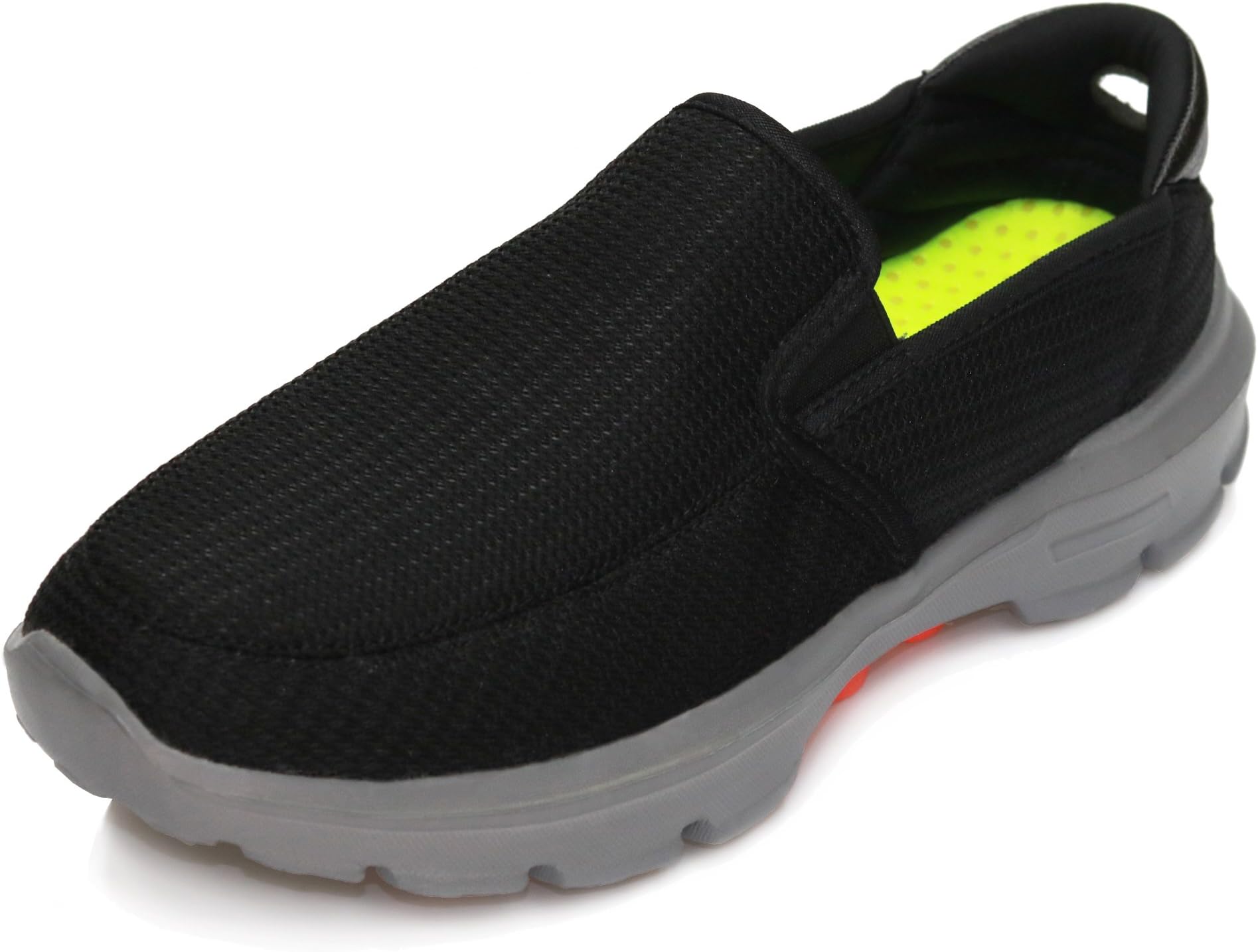 GRITION Mens Casual Shoes Slip On Loafers Breathable Knit Mesh Lightweight Cushioned EVA Outsole Anti-Slip Wide Fitting for Walking Running Hiking Beach (11 UK/28.5CM, Black)