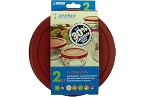 Anchor Hocking 30% Stronger Replacement Lid 2 x 7 Cup / 1.7 L / 1.75 qt, Red, Round, Improved