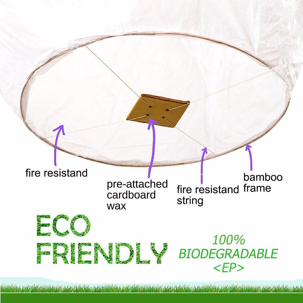 Chinese Sky Lanterns 10 Pack, Biodegradable Environmentally Friendly