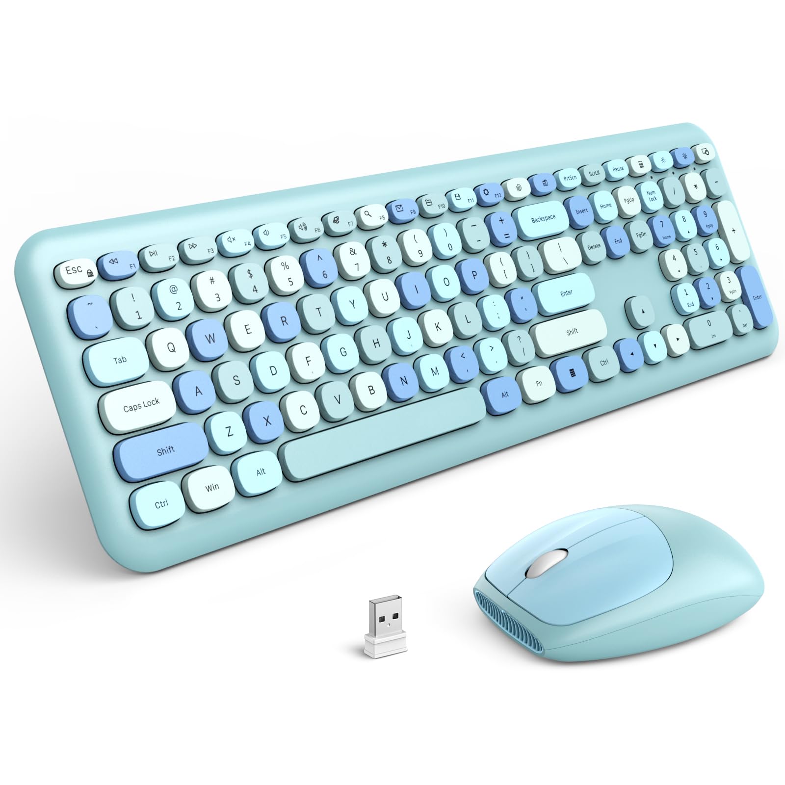 Photo 1 of MOFII Wireless Keyboard and Mouse Combo, 2.4G Slim Full-Sized Ergonomic Keyboard Mouse for PC Desktop Laptops Windows (Blue Colorful)