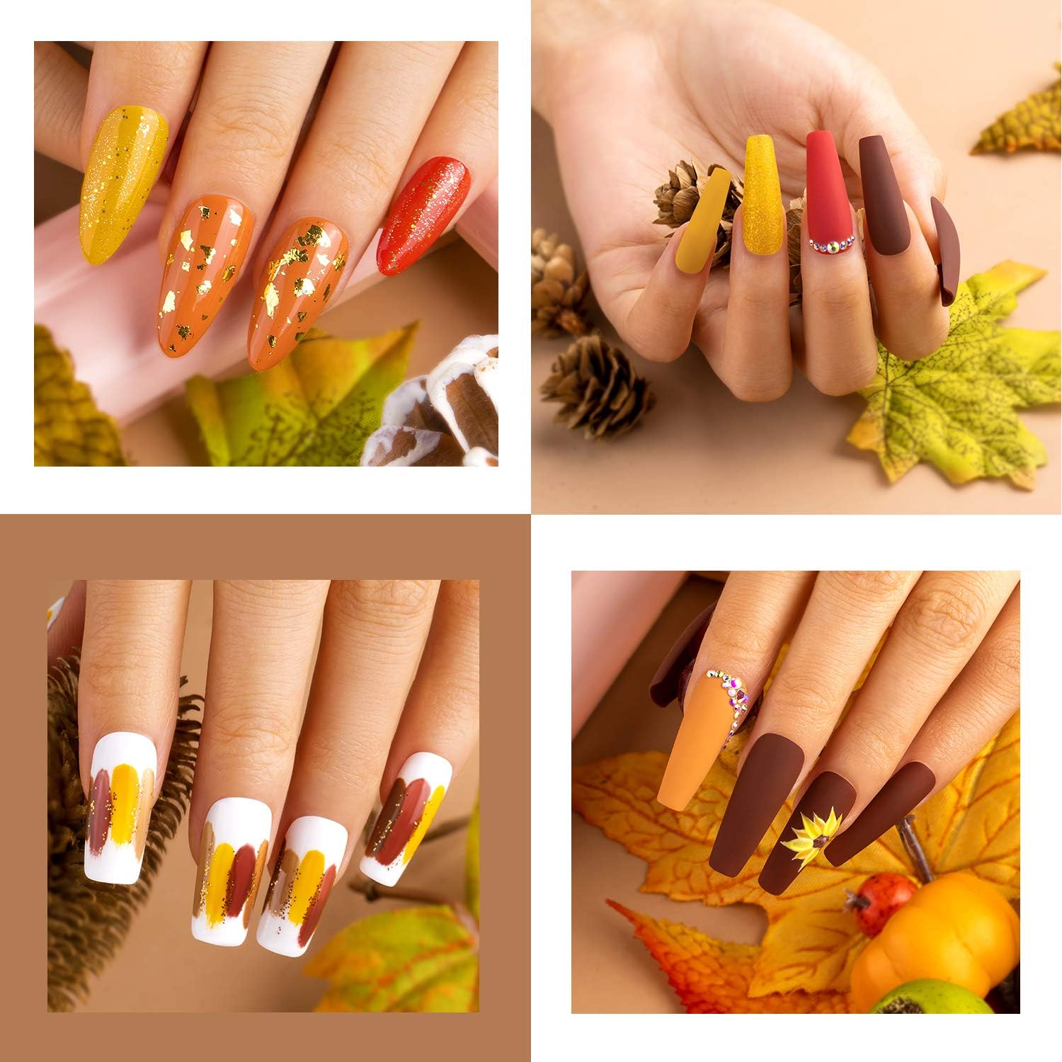 Beetles Gel Polish Set, Pumpkin Spice Yellow Gel Nail Polish Red Orange Glitter Nail Polish Kit Soak Off Nail Lamp Cured, 7.3ml Each Bottle for Nail Art: Arts, Crafts & Sewing